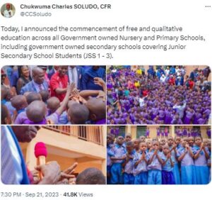 Soludo -Free and Compulsory Education -Anambra