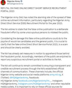 Nigerian Army Fake Online Recruitment Portal1