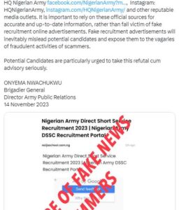 Nigerian Army Fake Online Recruitment Portal2